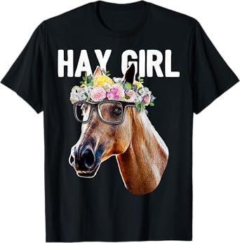 Hay Girl Floral Horse Horseback Riding Equestrian Farm Gift T-Shirt