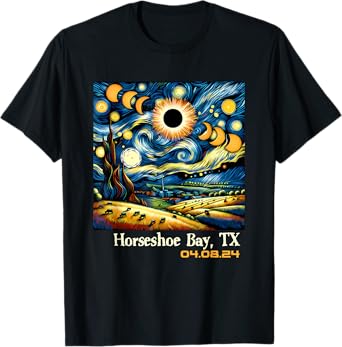 Total Solar Eclipse Phases Horseshoe Bay Texas T-Shirt