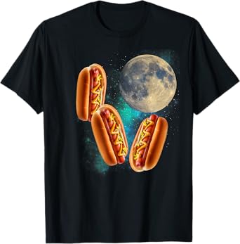 Three Hotdogs Moon Howling Funny 3 Hotdogs Howling At Moon T-Shirt