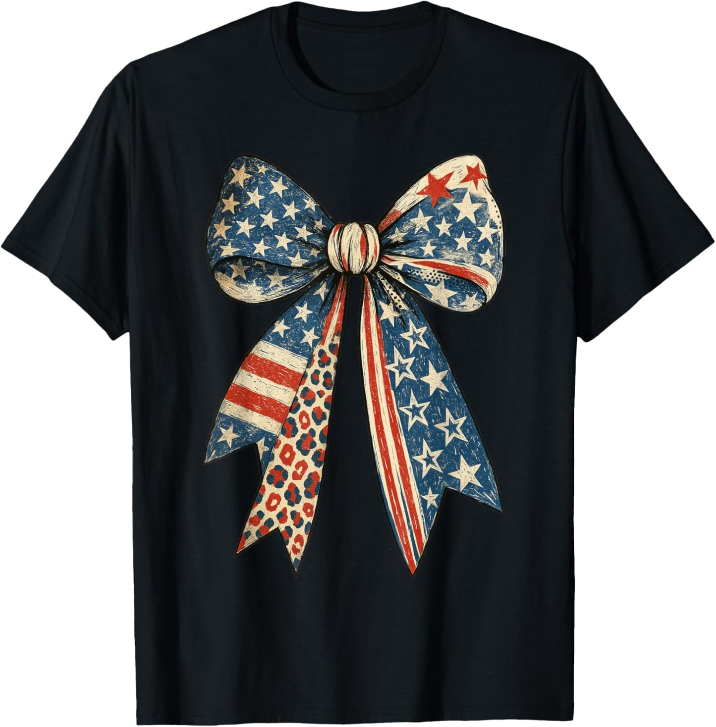 Vintage USA Bow in Red White Blue for Patriotic 4th Of July T-Shirt