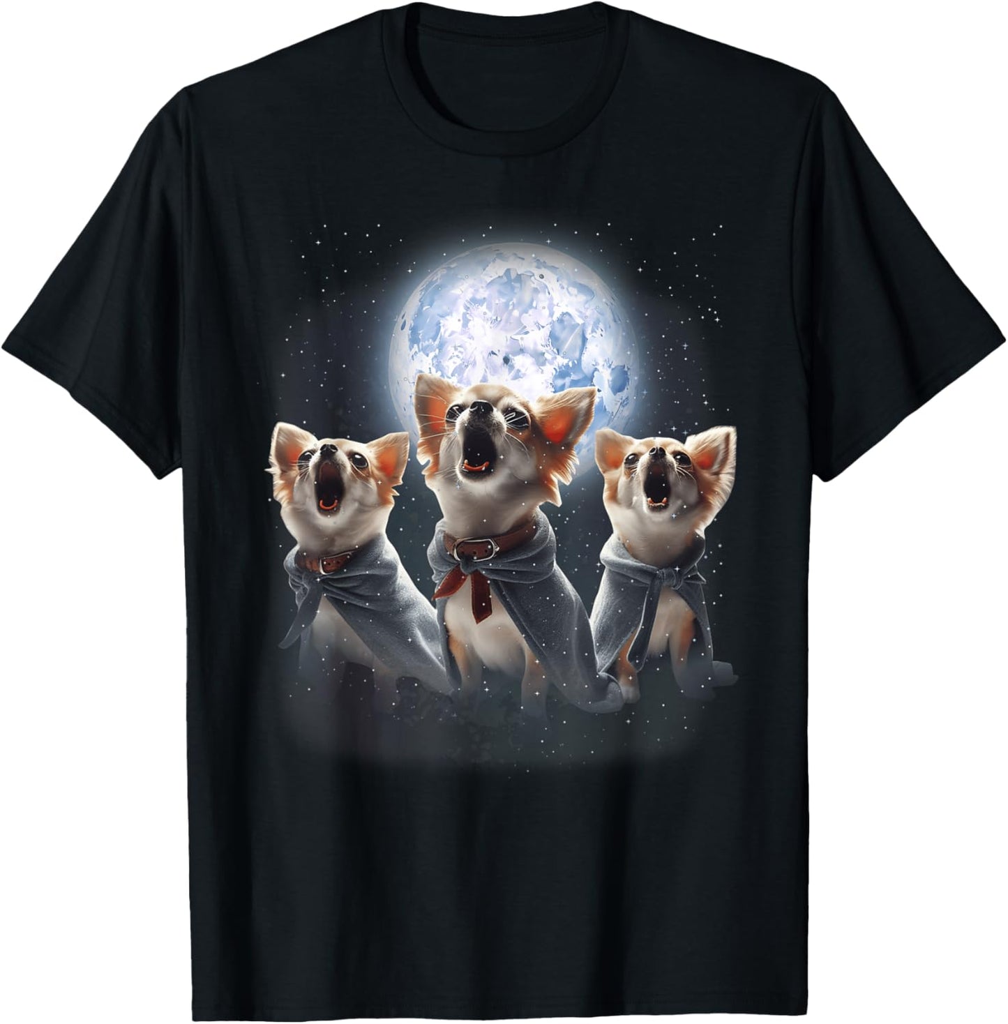 3 Chihuahuas Howling At The Moon Funny Chihuahua Dog Pet T-Shirt