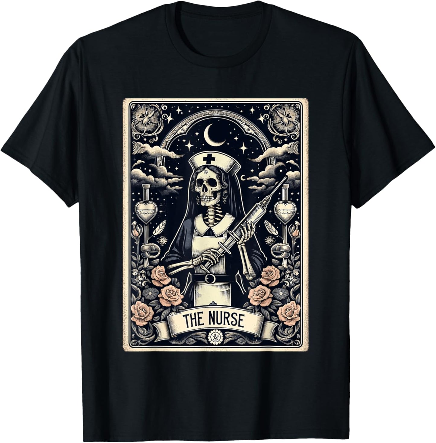 The Nurse Skeleton Tarot Card Funny Halloween Nurse T-Shirt
