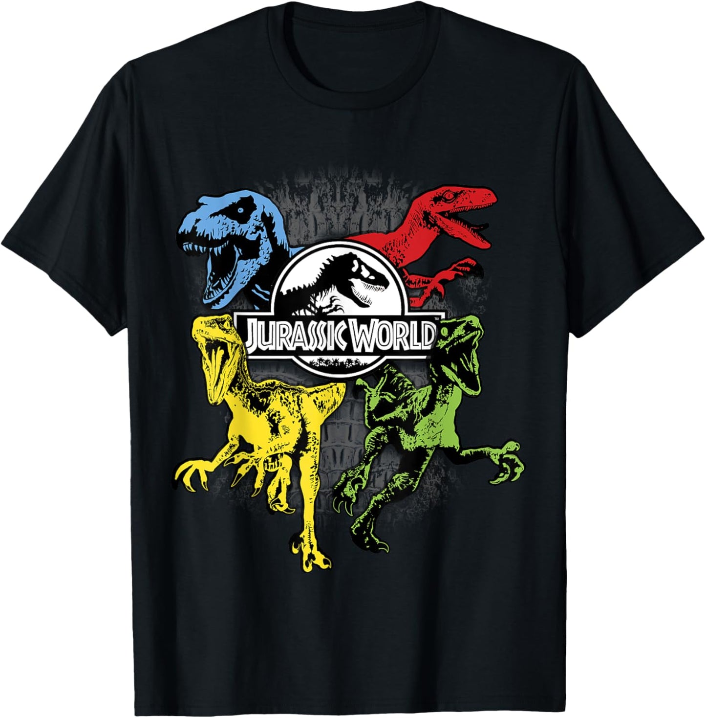 Jurassic World Colorful Dinosaurs Poster Logo T-Shirt
