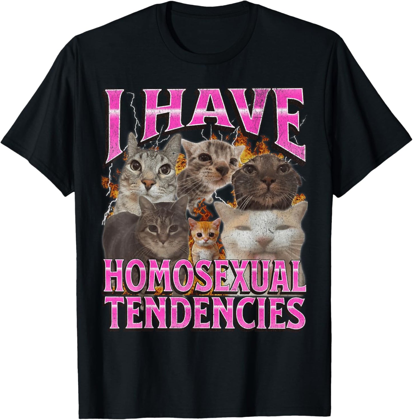 I Have Homosexual Tendencies Funny Cat Meme Bootleg Graphic T-Shirt