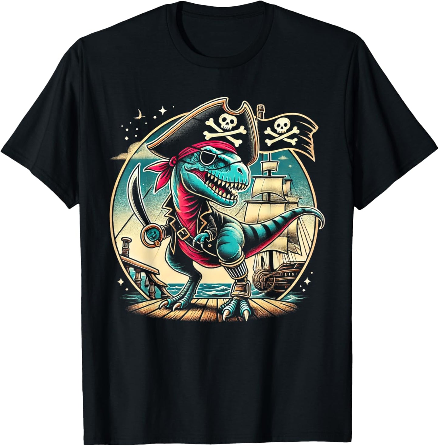 Pirate Dinosaur Tyrannosaurus Funny T-rex Halloween Costume T-Shirt