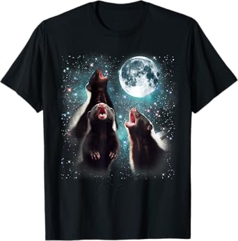 3 Skunk Moon Howling Skunk Head Funny For Men, Women, Kid T-Shirt