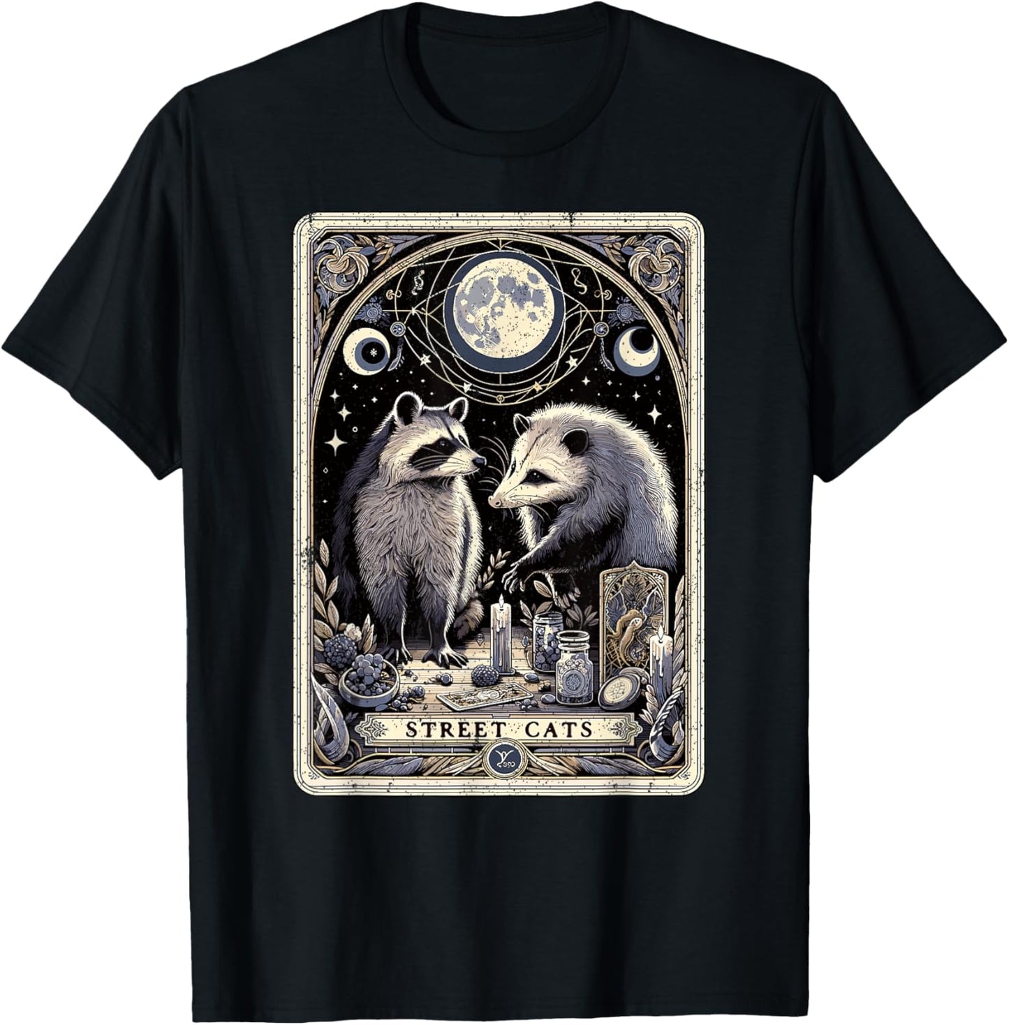 Raccoon Opossum Street Cats Tarot Card Witchcraft Possum T-Shirt