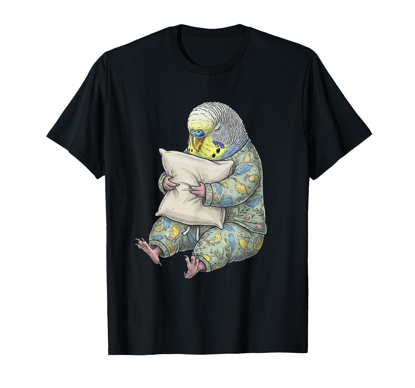 Funny Sleepy Budgerigar Budgie Bird Pajama Women Men Kids T-Shirt