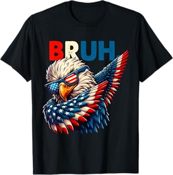 American Flag Bruh Dabbing Eagle Men Boys 4th of July T-Shirt