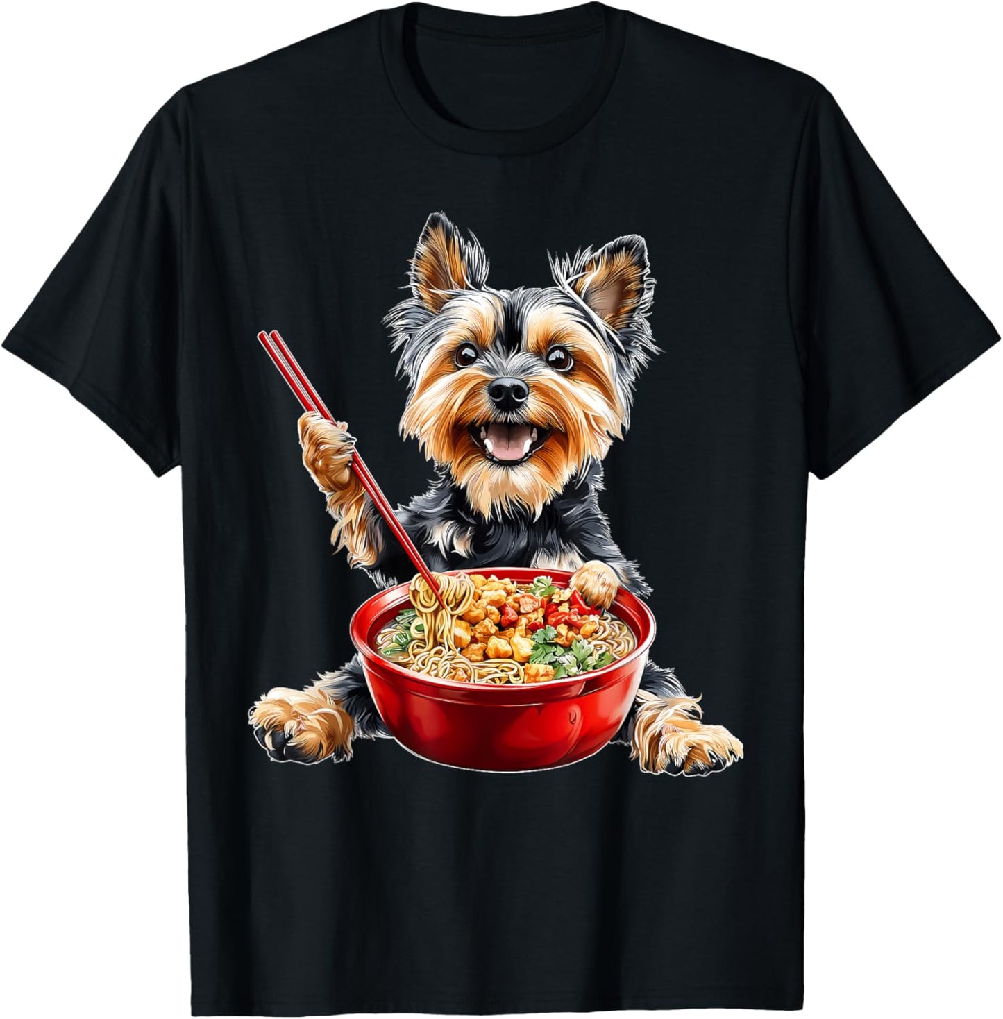 Yorkshire Terrier Yorkie Dog Japanese Ramen Noodles T-Shirt
