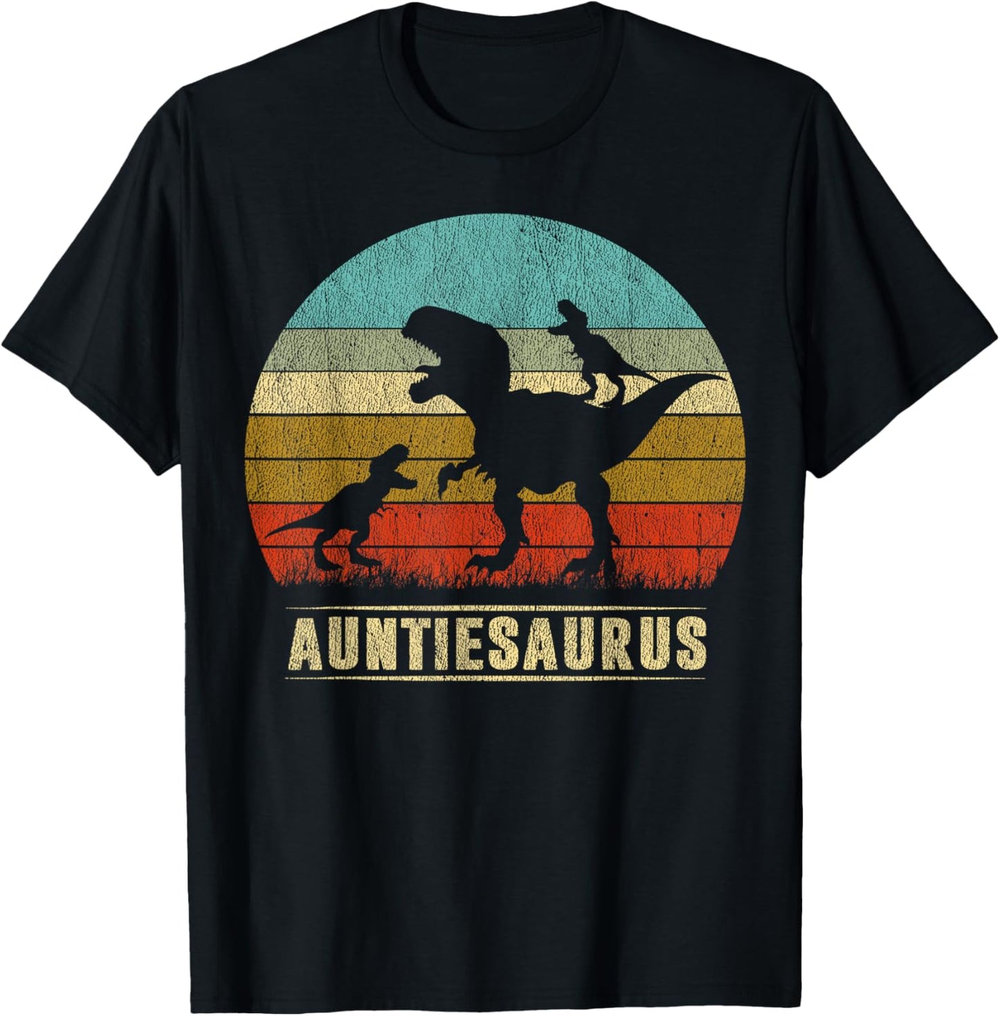Auntie Dinosaur Auntiesaurus 2 Two kids Matching christmas T-Shirt