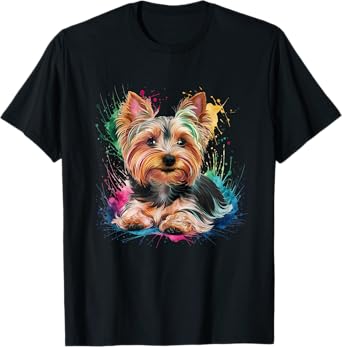 Men Woman Colorful Watercolor Yorkshire Terrier T-Shirt