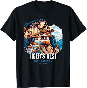 Tiger's Nest Monastery Bhutan Paro Himalayan Culture Hiking T-Shirt