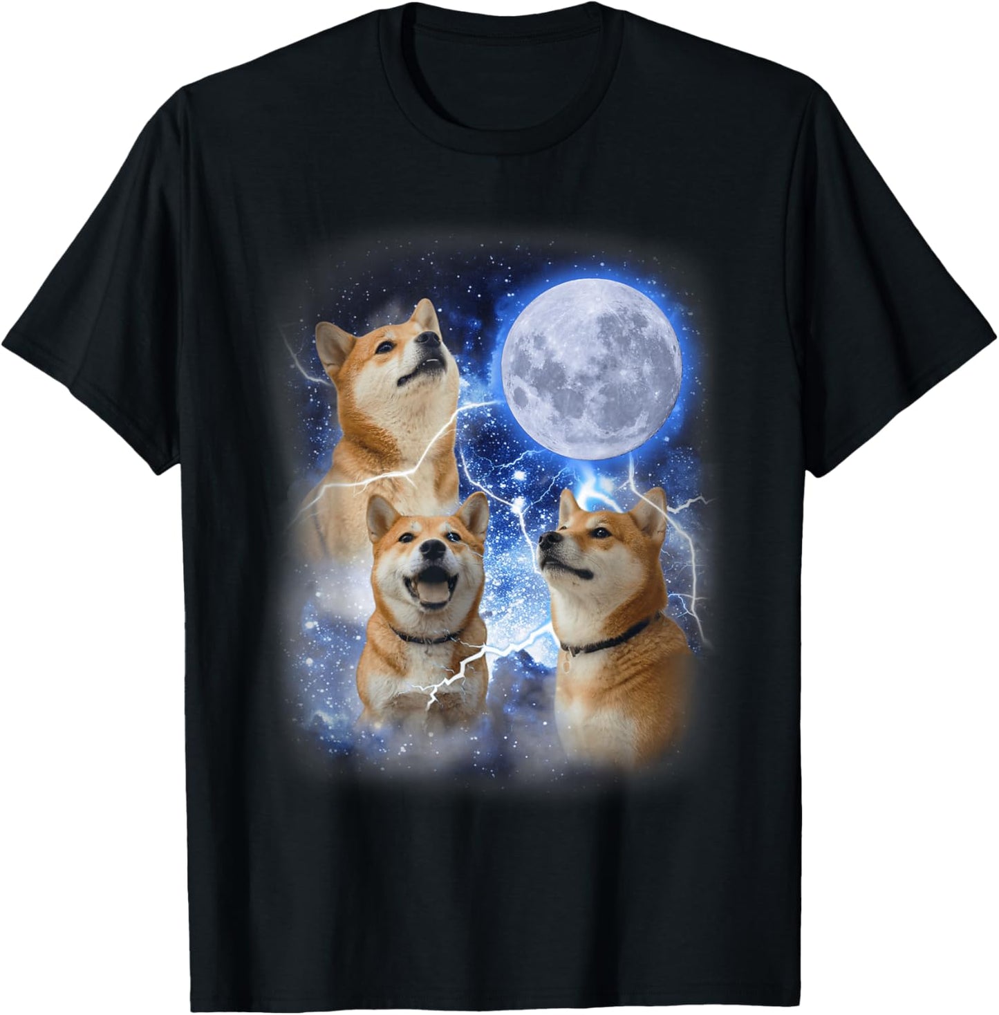 Three Shiba Inu Moon - 3 Doge Funny Cute Dog Meme Parody T-Shirt
