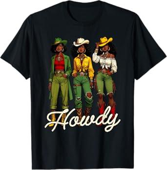 Black Cowgirl Western Rodeo Melanin Juneteenth Black History T-Shirt
