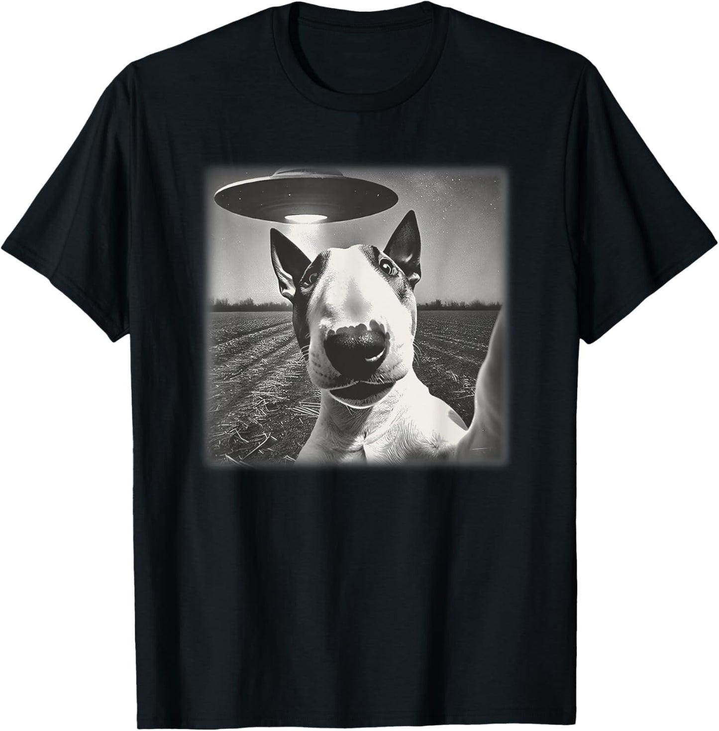 Vintage English Bull Terrier UFO Alien Selfie Dog Mom Dad T-Shirt