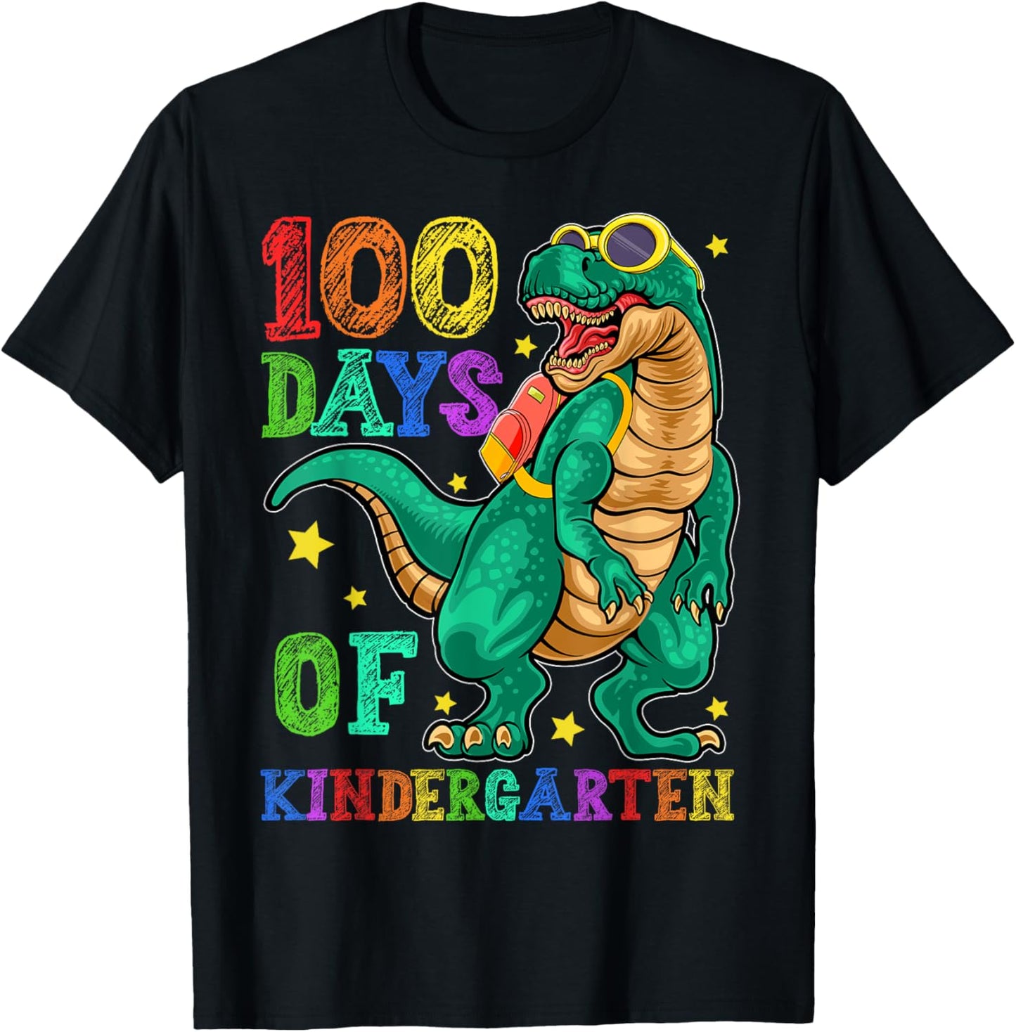 100th Day Of School, Happy 100 Days Kindergarten Dino T-rex T-Shirt