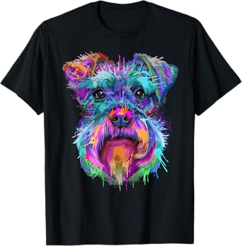 Schnauzer Splash Art | Cute Schnauzer Owners Gifts T-Shirt T-Shirt