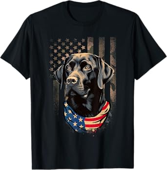 Black Labrador Retriever USA Flag Vintage Labrador Owner T-Shirt