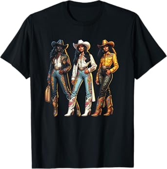 Black Cowgirl Western Rodeo Melanin Black History Texas T-Shirt
