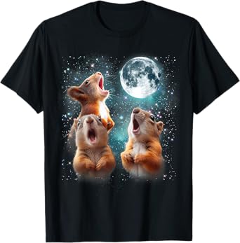 3 Squirrel Moon Howling Squirrel Head Funny For Men Women T-Shirt