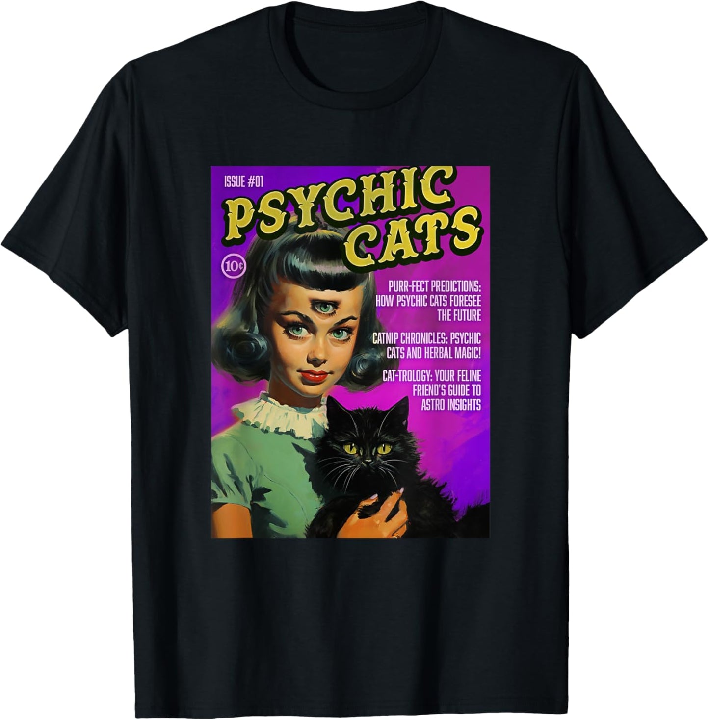 Psychic Cats 1950s Magazine Comic Cover T-Shirt