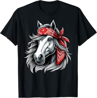 Horse Bandana T Shirt for Horseback Riding Horse Lover T-Shirt
