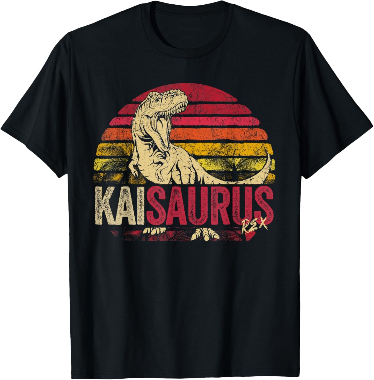 Kai Saurus Funny Personalized Dinosaur T Rex Boys Name T-Shirt