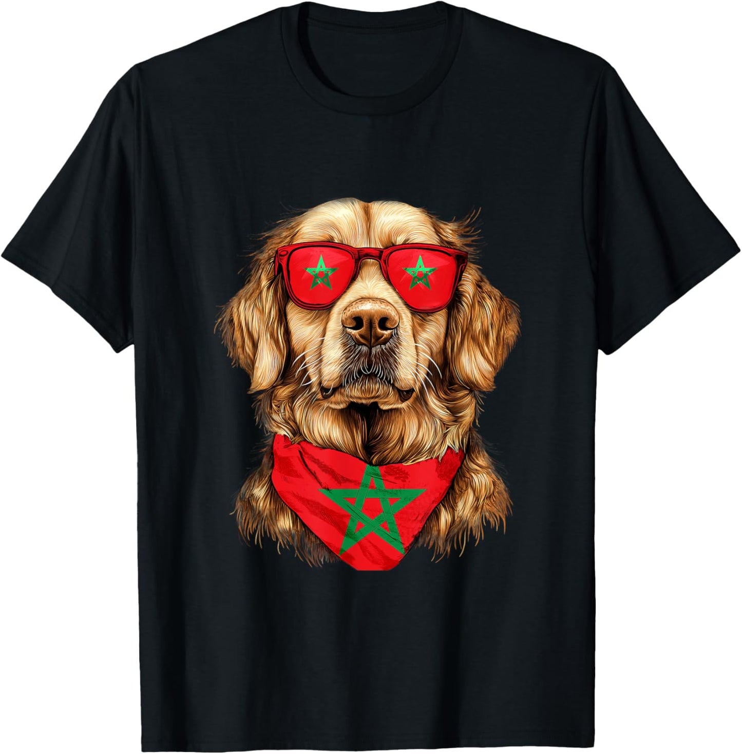 Moroccan Flag Golden Retriever Dog Heritage Morocco T-Shirt