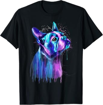 Colorful Boston Terrier Dog Art Watercolor Painting T-Shirt for Men Women Kids