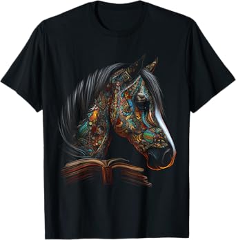 Horse Artwork - Horse Motif Book Riding Animals Horse T-Shirt
