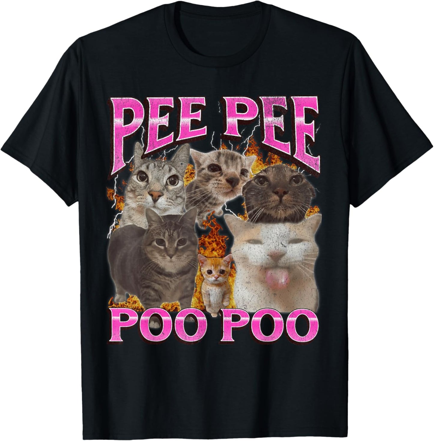 Pee Pee Poo Poo Funny Cat Meme Bootleg Graphic T-Shirt