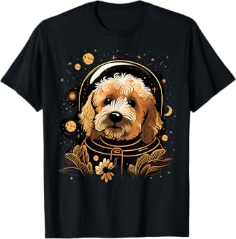 Outer Space Goldendoodle on Galaxy Astronaut Golden Doodle T-Shirt