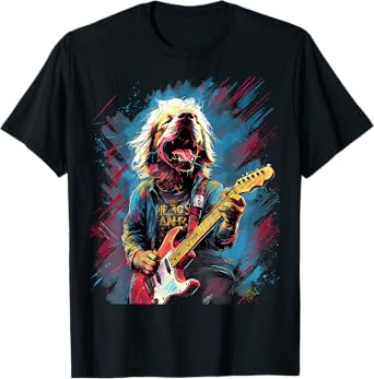 Rock Guitar Labrador Retriever Dog Guitarist Men Women Girls Kids T-Shirt
