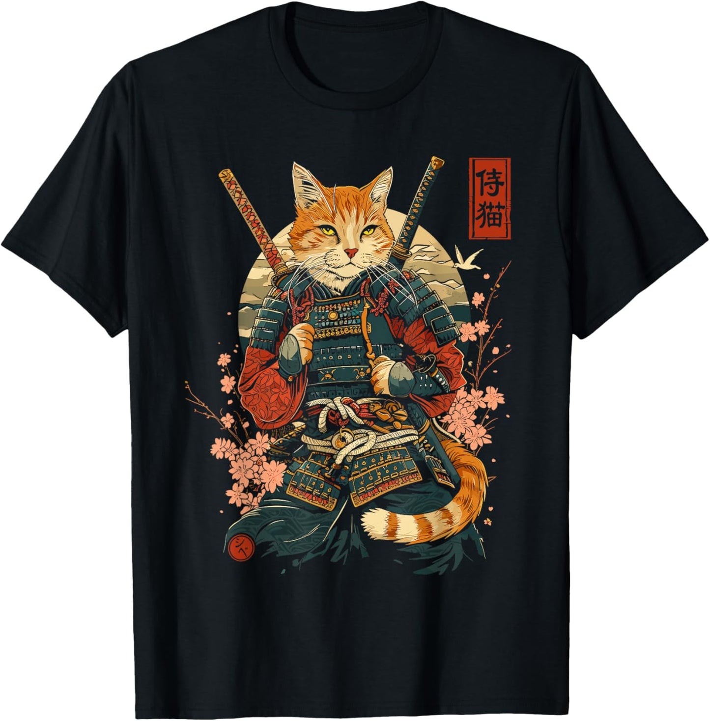 Samurai Cat, Japanese Cat Art Aesthetic, Cat Lover T-Shirt