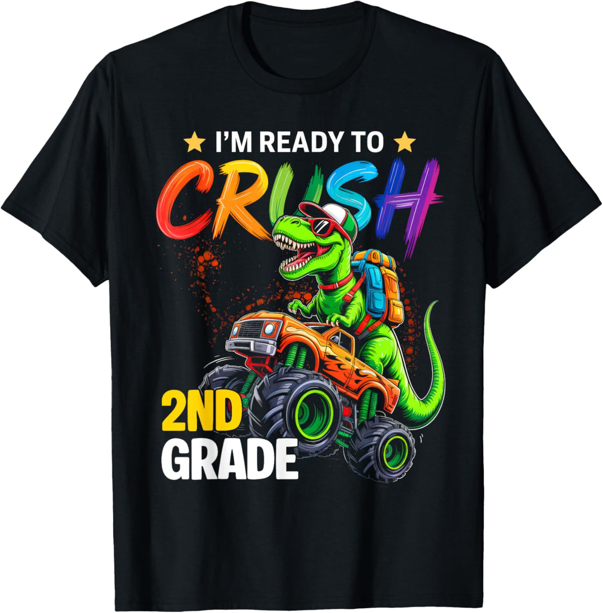 I'm Ready To Crush 2nd Grade Monster Truck Dinosaur Boys T-Shirt