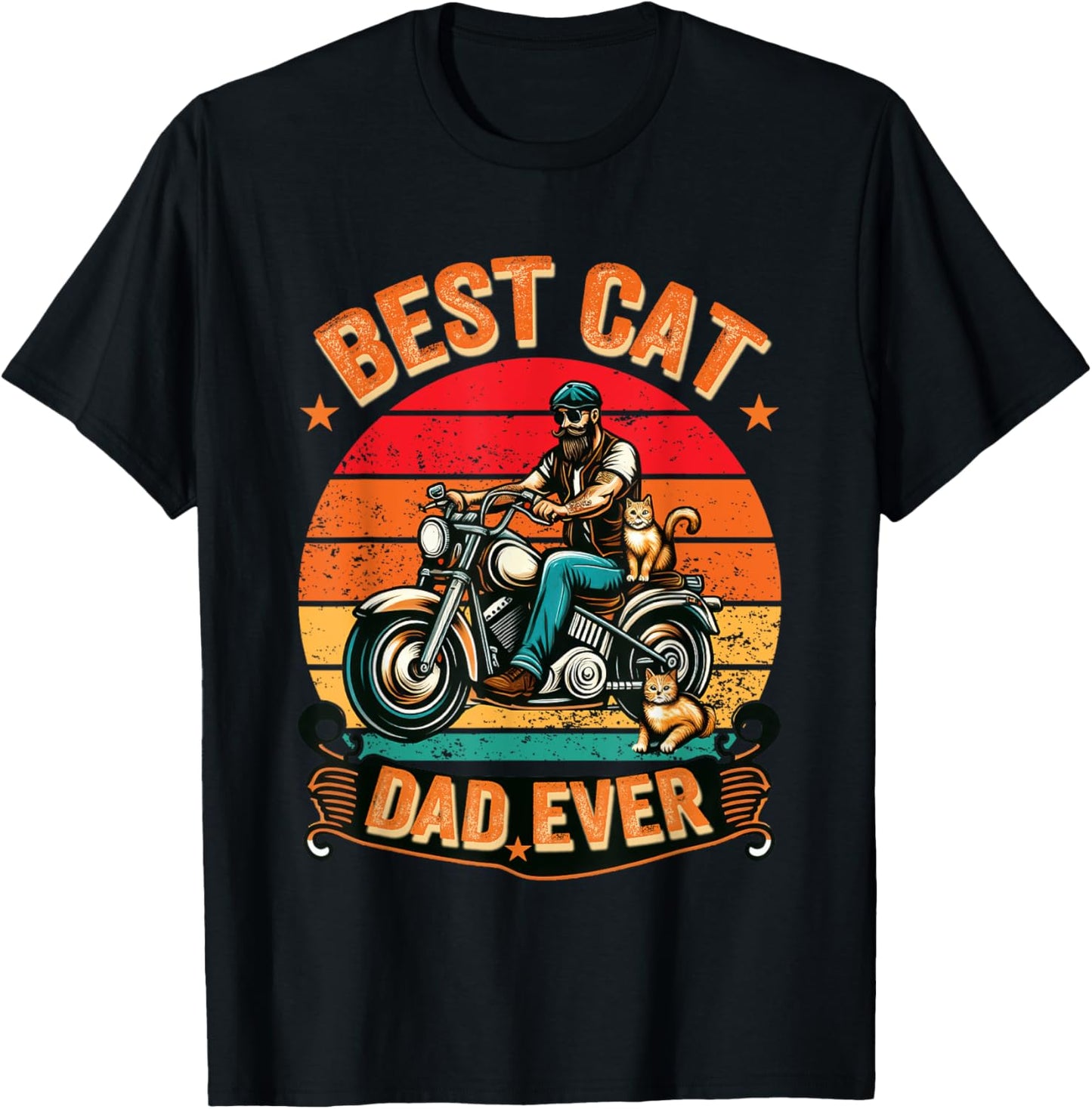 Best Cat Dad Ever Vintage Retro T-Shirt