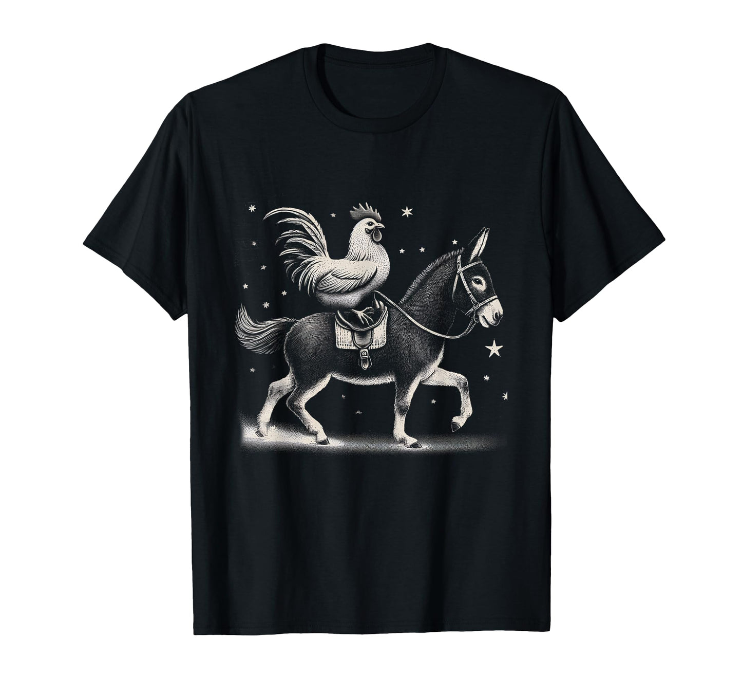 Funny Chicken Riding Donkey Chicken Lover T-Shirt