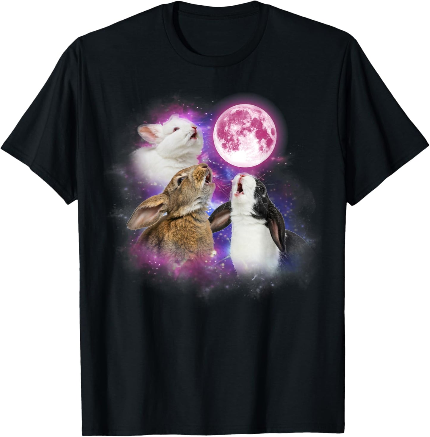 Rabbit Howling At The Moon Wildlife colorful rabbits T-Shirt