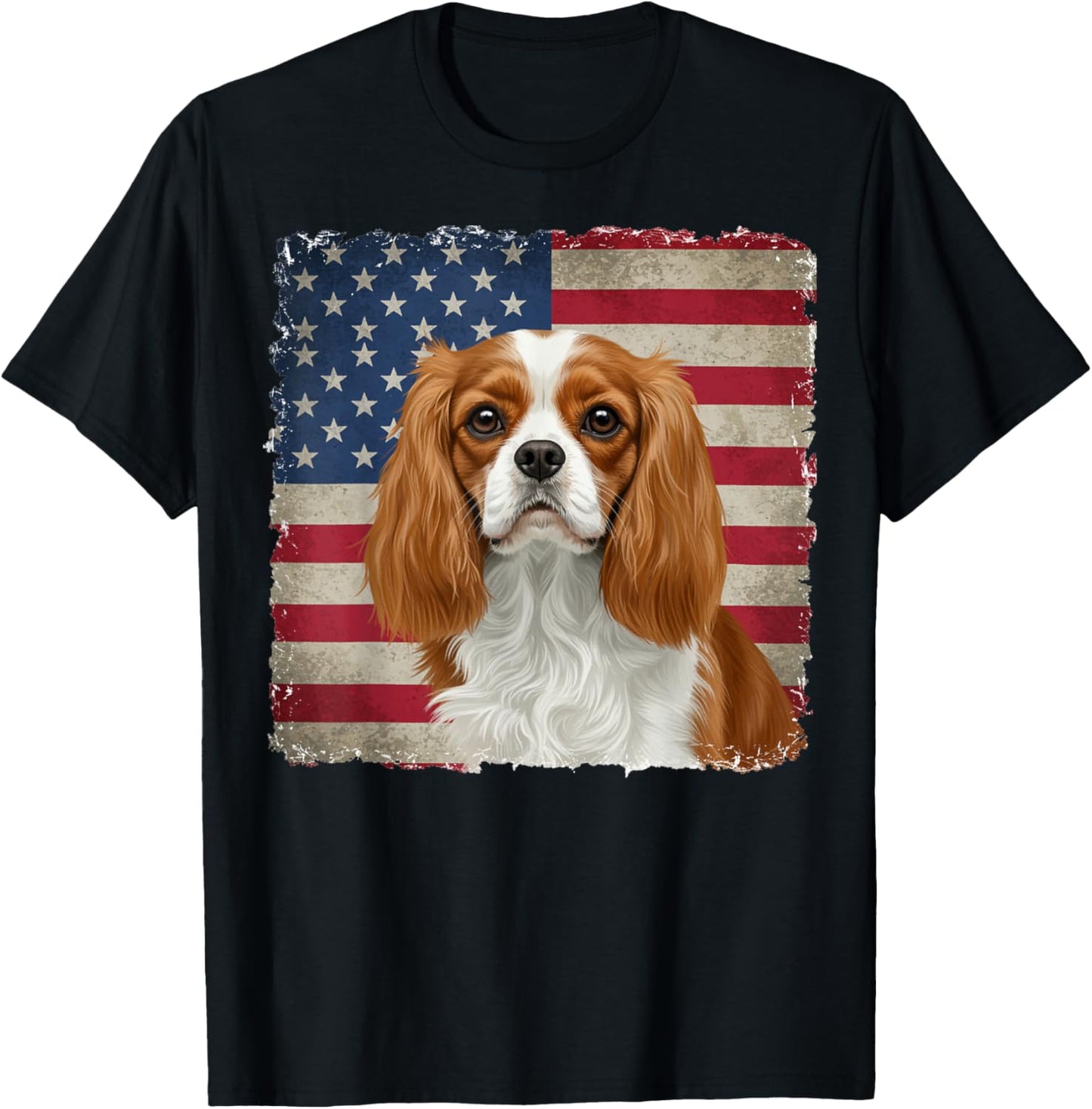 4th Of July Us Flag Proud Cavalier King Charles Spaniel Dog T-Shirt