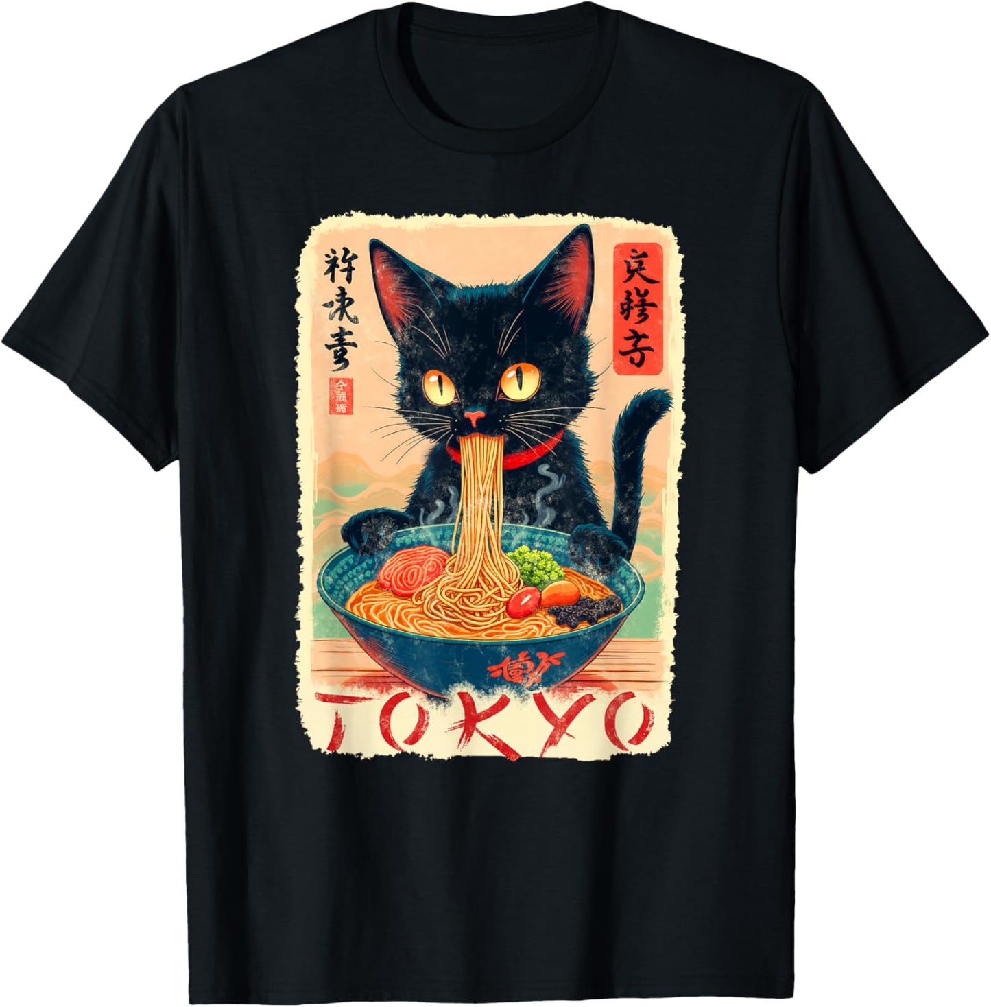 Tokyo cat Ramen Noodles Japanese Culture T-Shirt