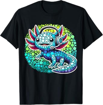 Gamer Axolotl Polka Dot Video Games Day Headphone Boys Youth T-Shirt