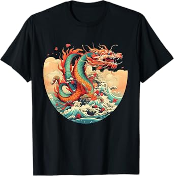 Cool Water Dragons with Sea and Waves T-Shirt