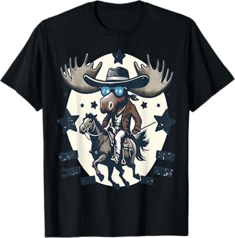 Moose Cowboy on Horse Vintage Elk T-Shirt