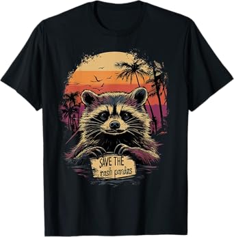 Vintage Save The Trash Pandas Retro Funny Raccoon Animal T-Shirt