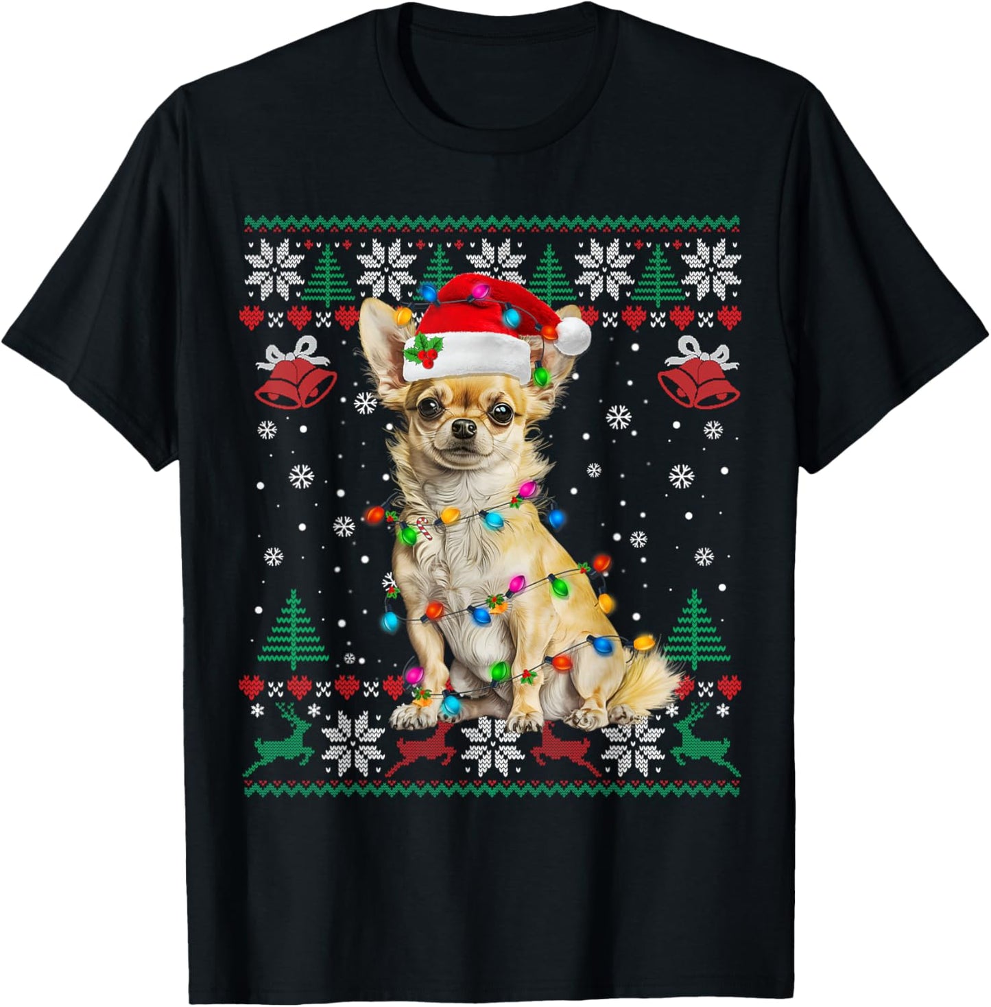 Chihuahua Christmas Santa Ugly Sweater Dog Lover Xmas T-Shirt