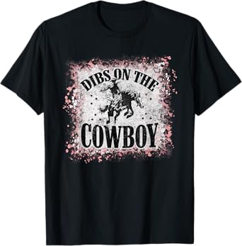 Vintage Leopard Bleached Dibs On The Cowboy Riding Horse T-Shirt