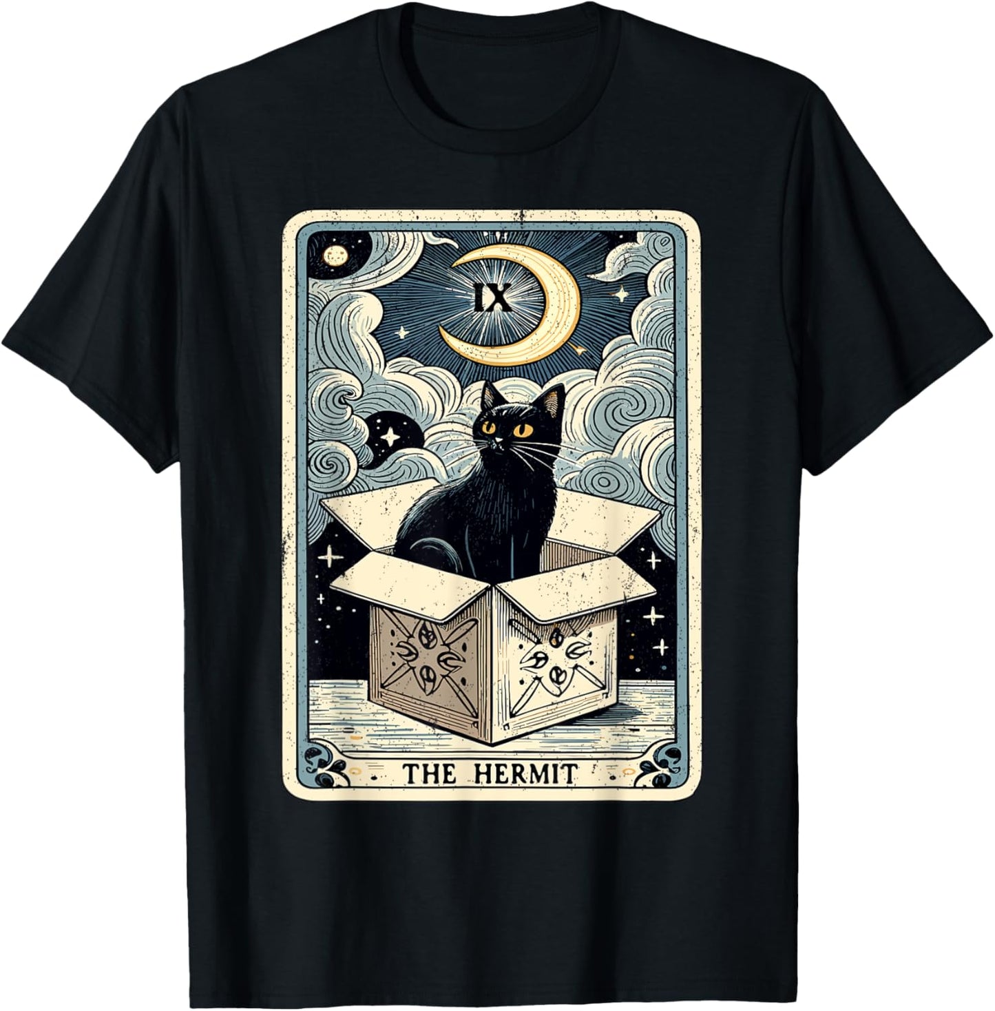 The Hermit Tarot Card Cat In Box Mystic Funny Cat T-Shirt