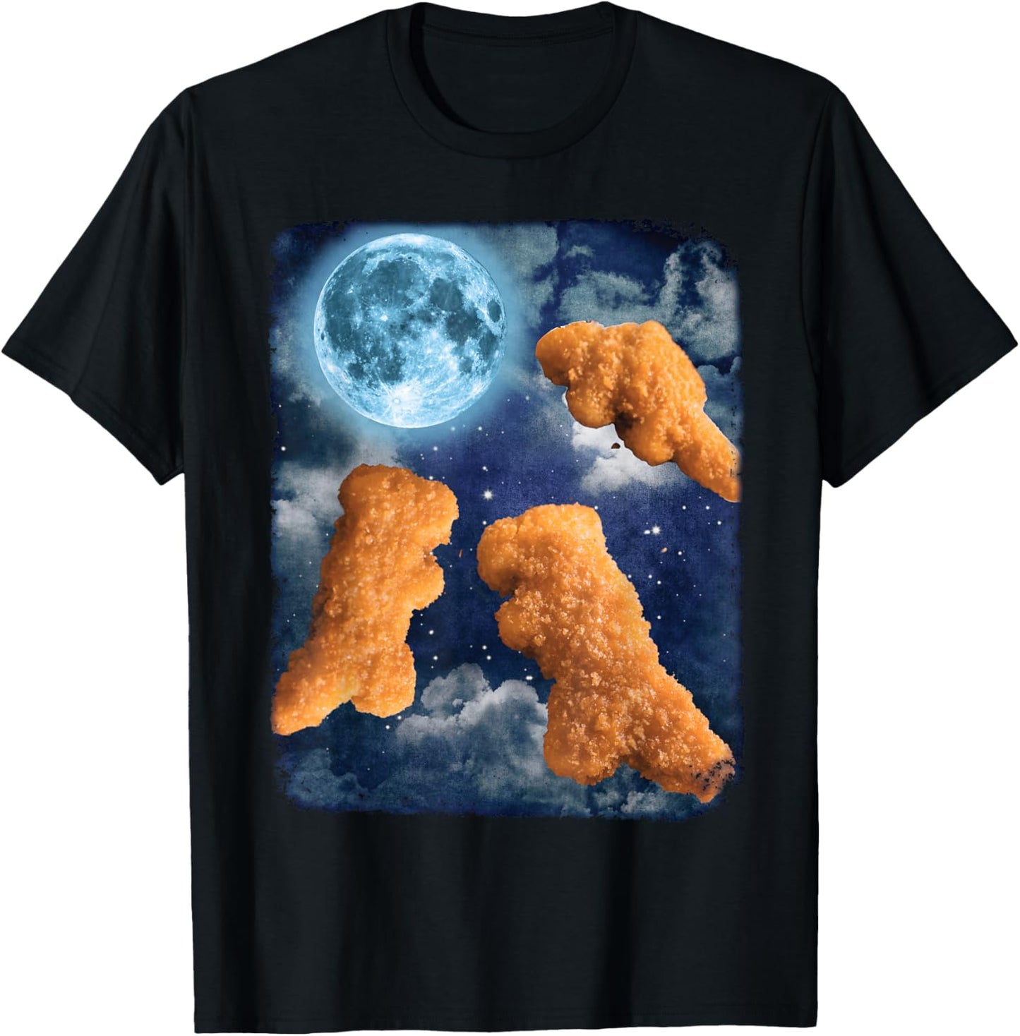 Funny Food Tees Dinosaur Chicken Nuggets Howling At The Moon T-Shirt