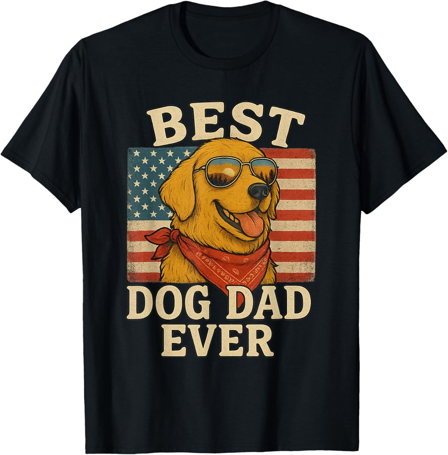 Golden Retriever 4th of July Patriotic Dad Shirt Dog Lover T-Shirt